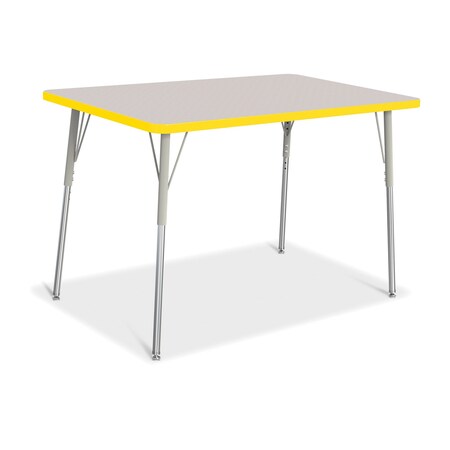 Jonti-Craft Berries Rectangle Activity Table, 30 in. x 48 in., A-height, Freckled Gray/Yellow/Gray 6473JCA007